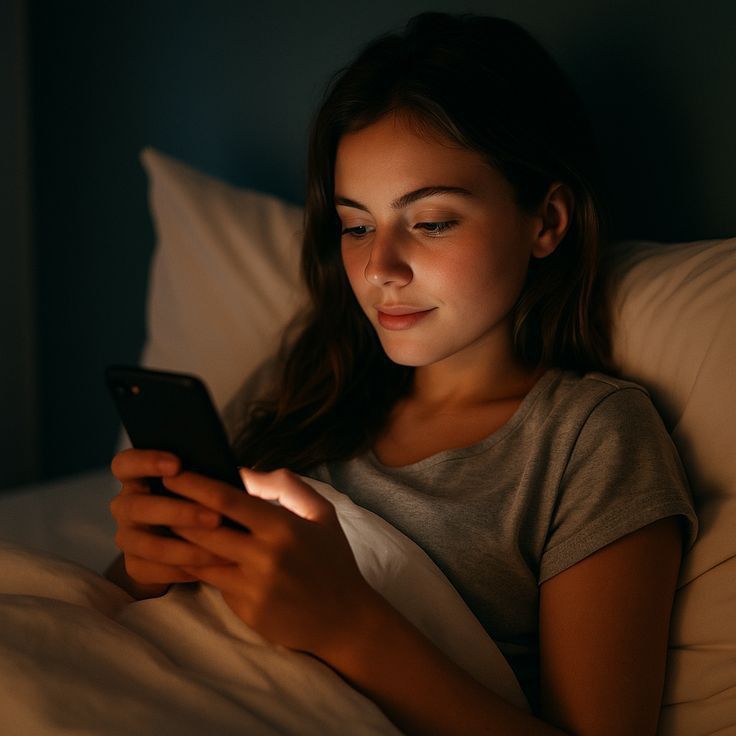 Member smiling while reading a new chat message